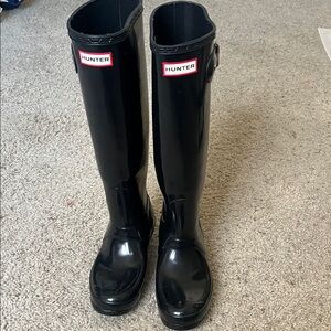 Hunter Glossy Black Tall Boots